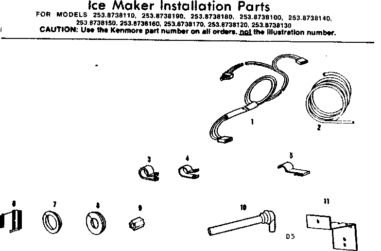 Ice maker installation parts