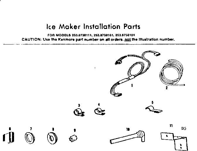 Ice maker installation parts