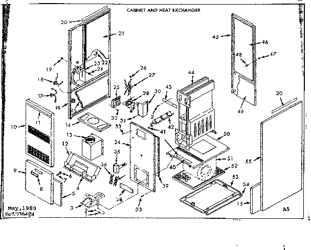 Cabinet and heat exchanger
