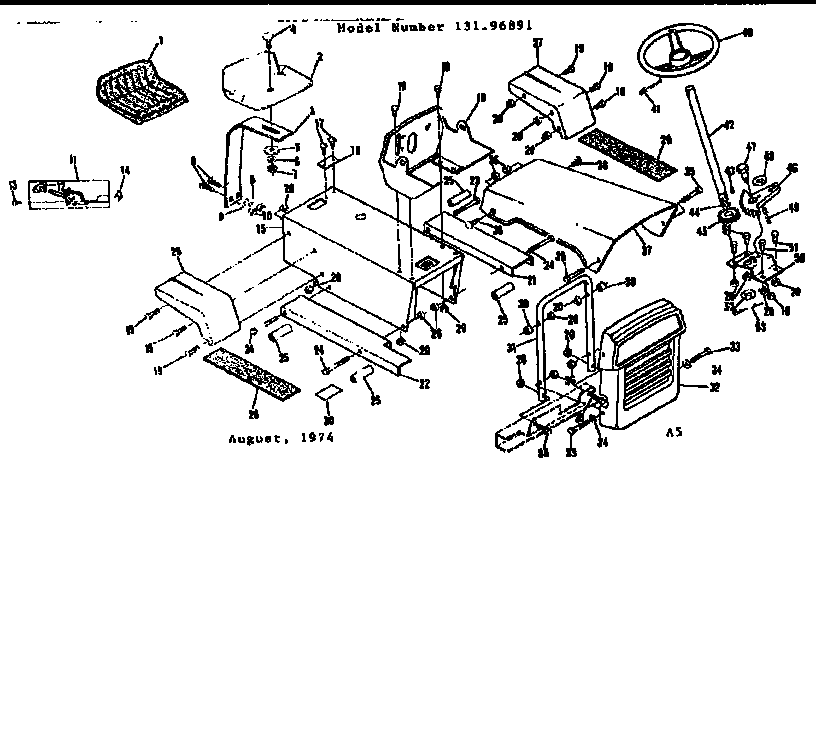 Steering assembly and seat