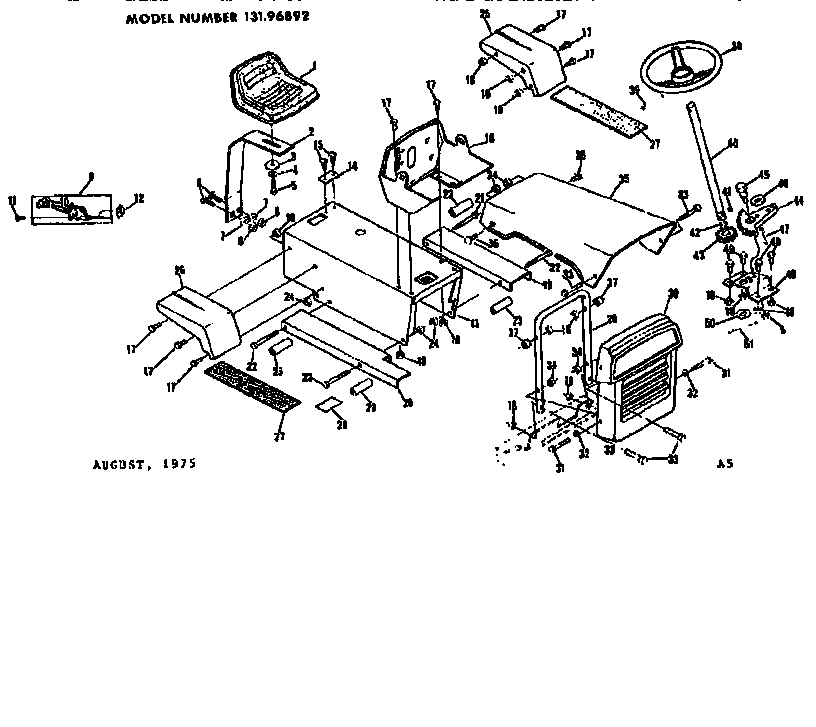 Seat and steering assembly