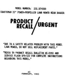 Product recall