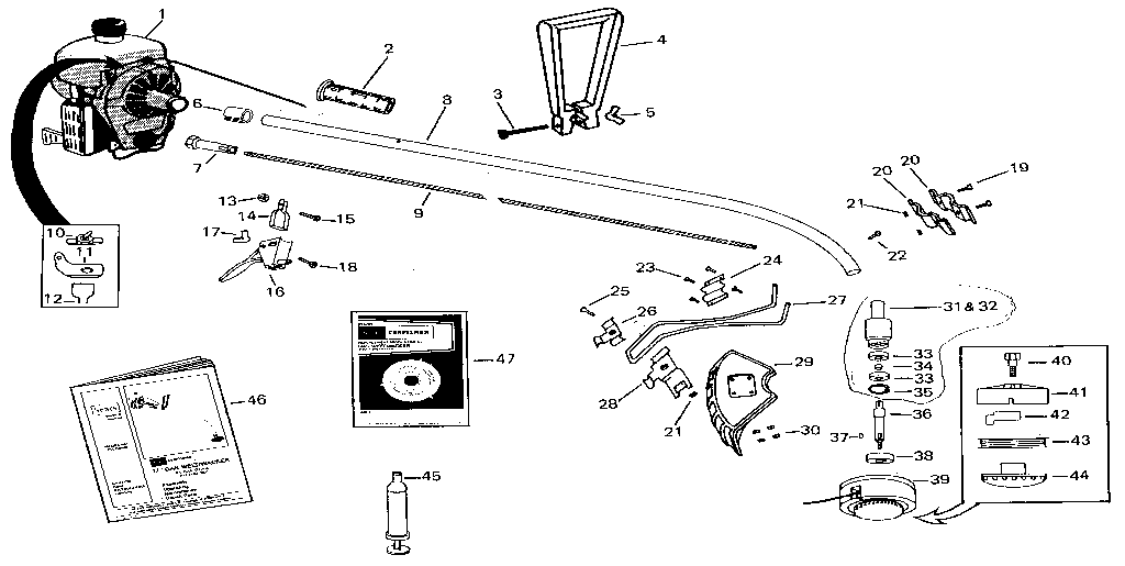 Drive shaft assembly - lower head - cutting head