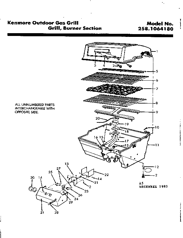 Grill burner section