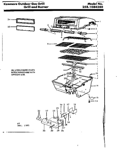 Grill and burner section