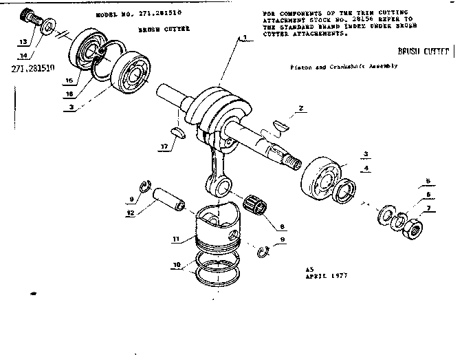 Piston and crankshaft assembly