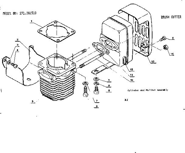 Cylinder and muffler assembly