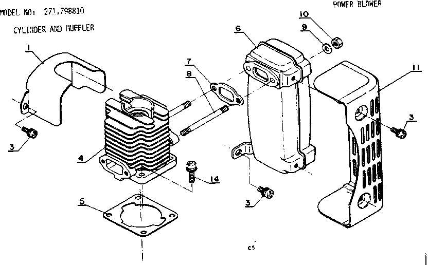 Cylinder and muffler