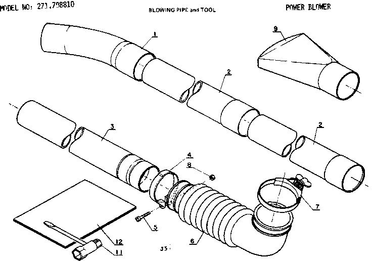 Blowing pipe and tool