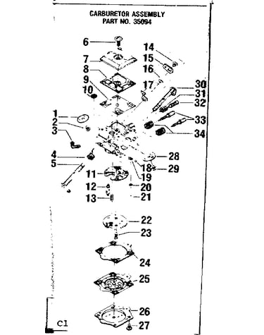 16 inch/carburetor assembly
