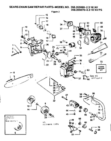 Crankshaft/chain and guide bar