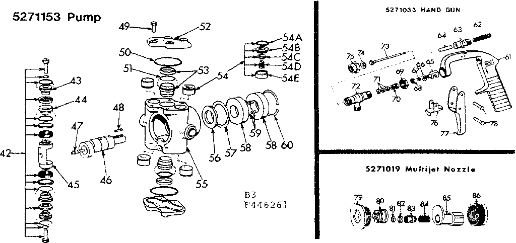 Pump/hand gun/multijet nozzle