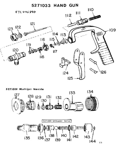 Hand gun, multijet nozzle & unloader valve