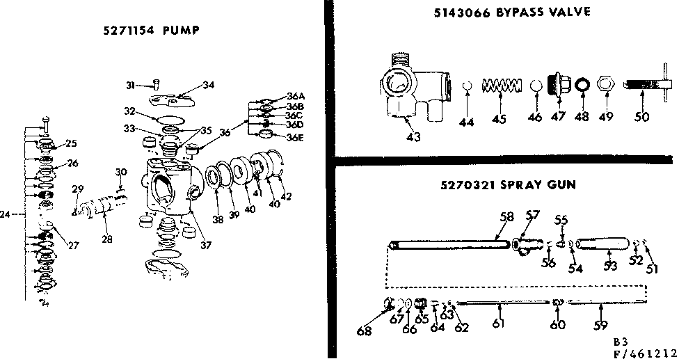 Pump/bypass valve/spray gun