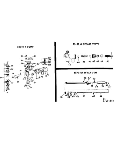 Pump/bypass valve/spray gun