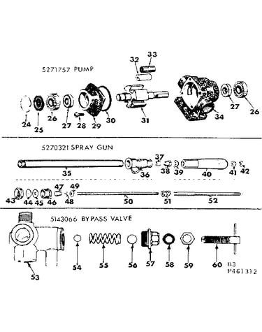 Pump/spray gun/bypass valve