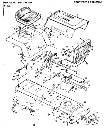 Body parts assembly 11 hp.