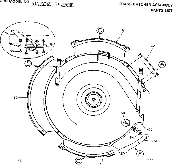 GRASS CATCHER ASM. PARTS LIST