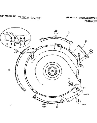 Grass catcher asm. parts list