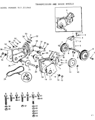 Transmission and gauge wheels