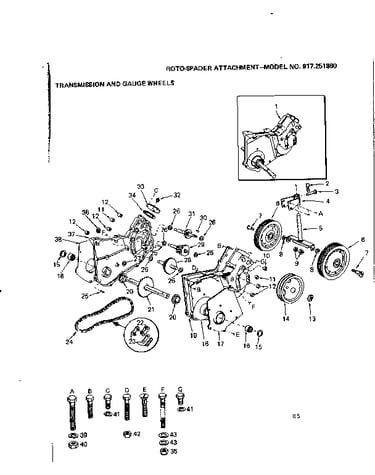 Transmission and gauge wheels