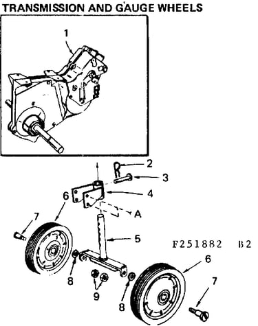 Transmission and gage wheel