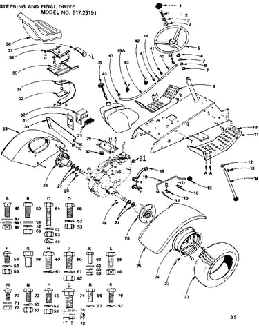 6 twin garden tractor/steering, and final drive