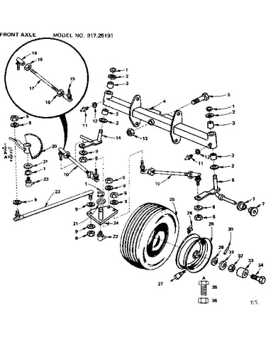 6 twin garden tractor/front axle