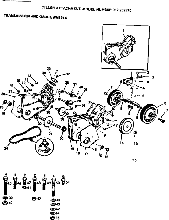 Transmission and gauge wheels