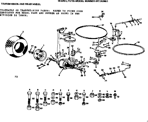 16 LAWN TRACTOR/TRANSMISSION & REAR WHEEL