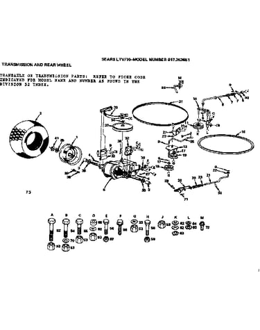16 lawn tractor/transmission & rear wheel