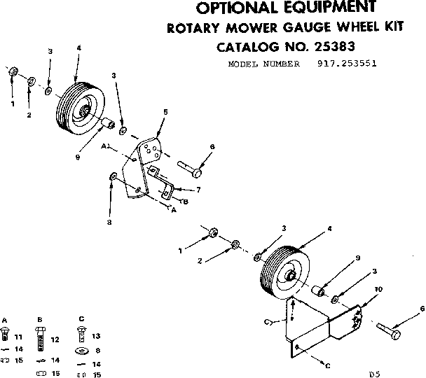 Rotary mower gauge wheel kit cat no. 25383