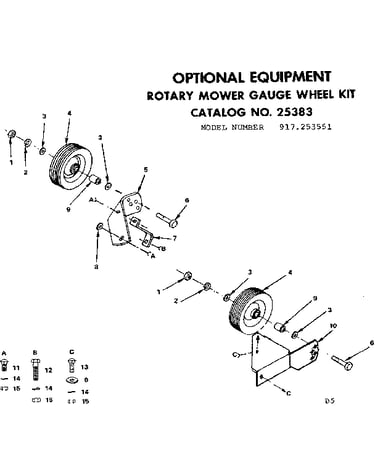 Rotary mower gauge wheel kit cat no. 25383