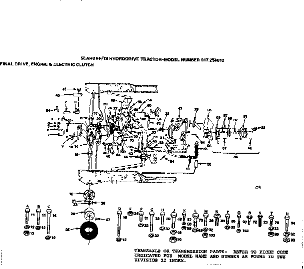 18 hydrodrive tractor/final drive engine & electric clutch