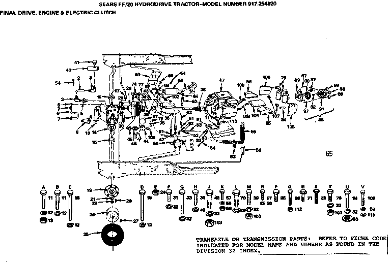 20 hydrodrive tractor/final drive, engine & electrical clutc