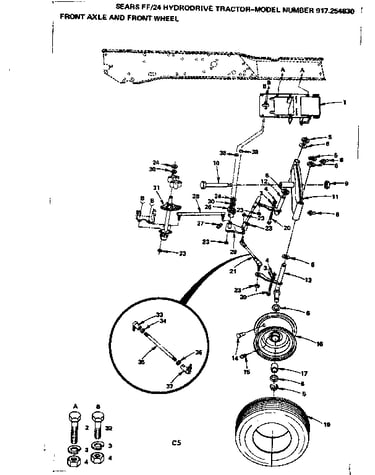 24 hydrodrive tractor/front axle and front wheel