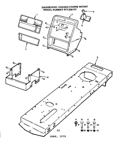 36 lawn tractor/dashboard, chassis engine mount