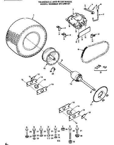 36 lawn tractor/transaxle and rear wheel