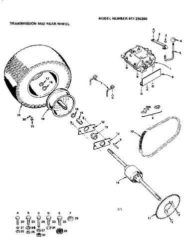 Transmission and rear wheel