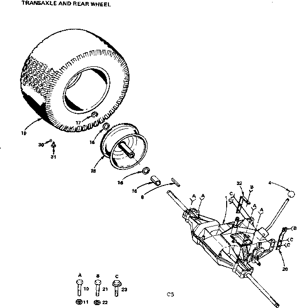Transaxle and rear wheel