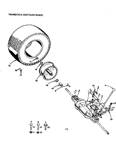Transaxle and rear wheel