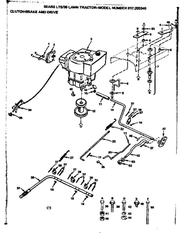 36 lawn tractor/clutch-brake and drive