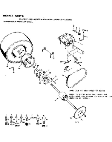 Transmission and rear wheel