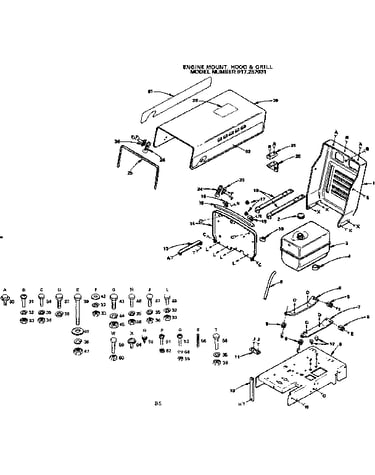 Engine mount, hood & grill