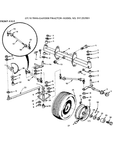 18 twin-garden tractor/front axle