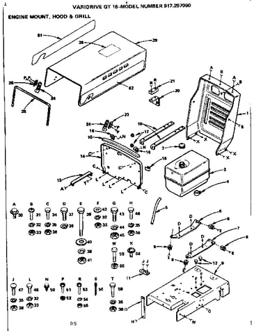 Engine mount, hood & grill