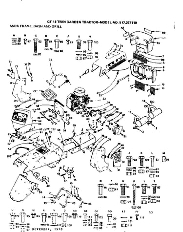 Main frame, dash and grill