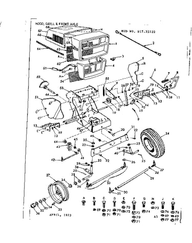 10 garden tractor/hood, grill and front axle