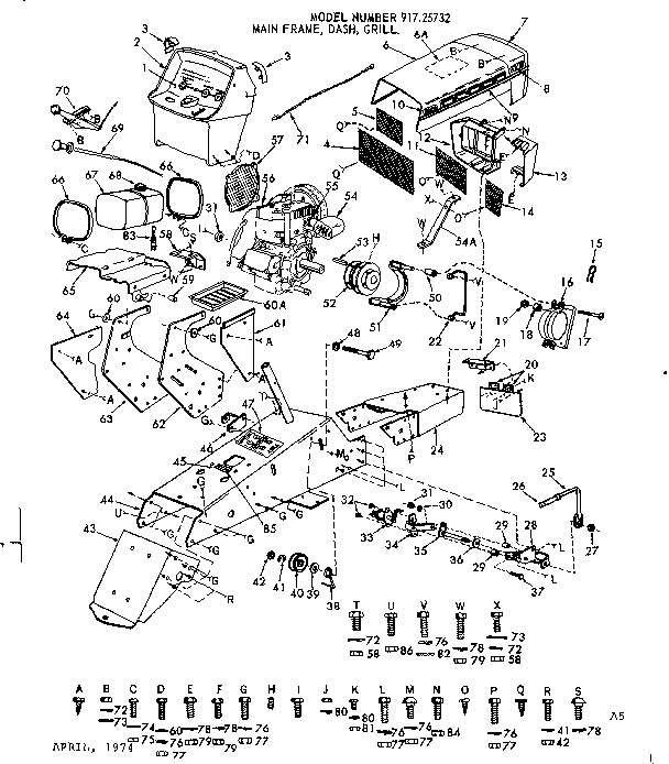 12 tractor/main frame, dash, grill