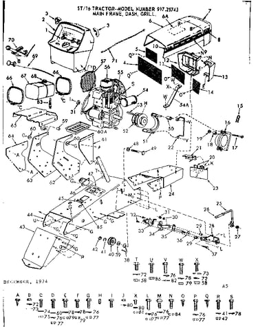 Main frame, dash, grill
